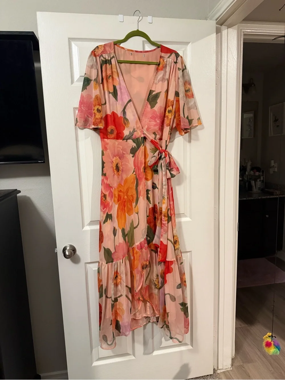 ASOS Pink Floral Wrap Maxi Dress